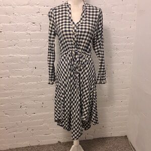 Tasha Polizzi hanky hem flannel dress b/w buffalo check size m western country